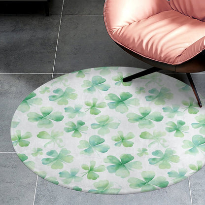 Round Bath Mat- Watercolor Clovers