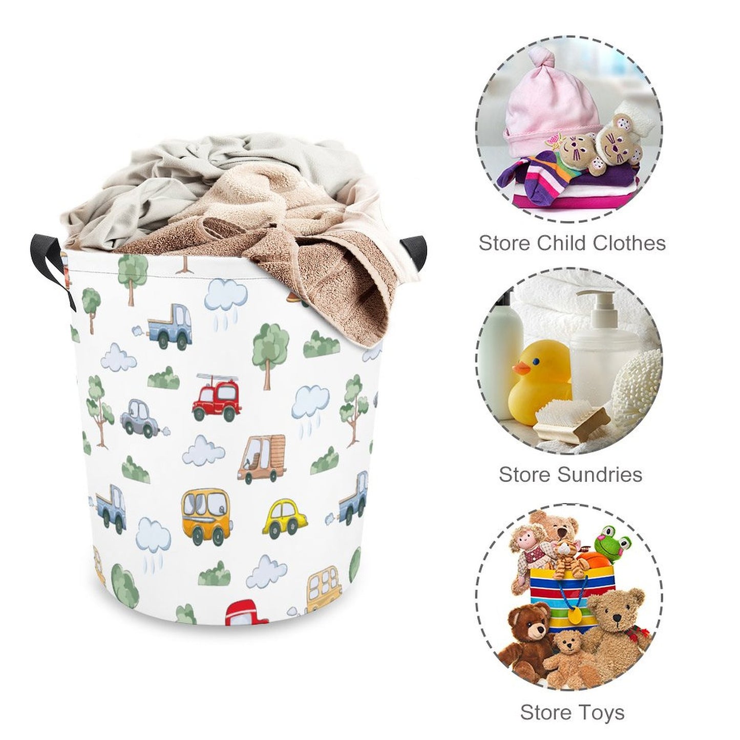 Collapsible Laundry Hamper-Cute Cars