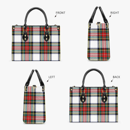 Structured Handbag- Holiday White Tartan Plaid