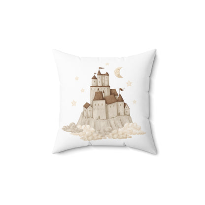 Spun Polyester Square Pillow with Removable Cover Watercolor Neutral Balloon Sandcastles