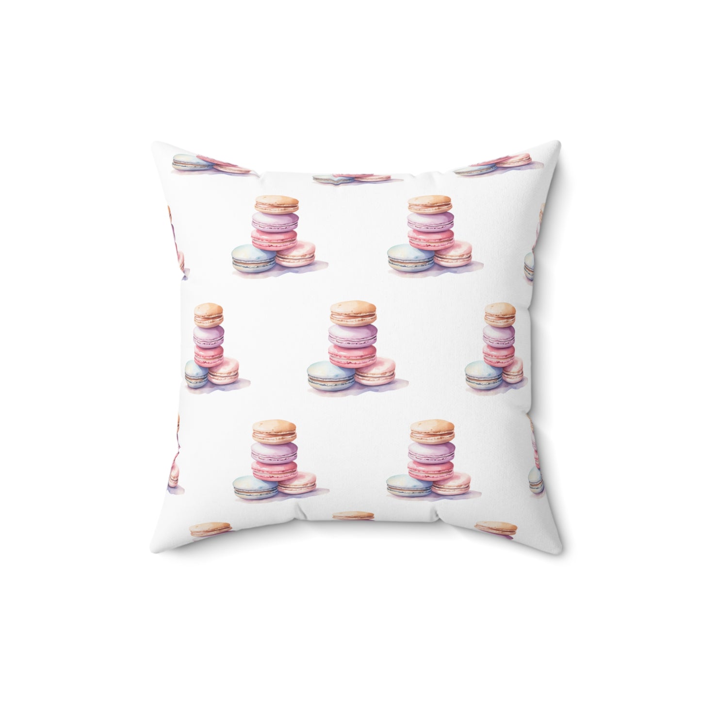 Spun Polyester Square Pillow with Removable Cover Watercolor Candy Land Macarons