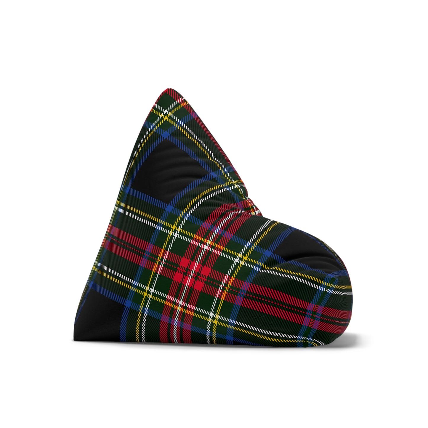 Christmas Tartan Plaid Black Bean Bag Chair Cover