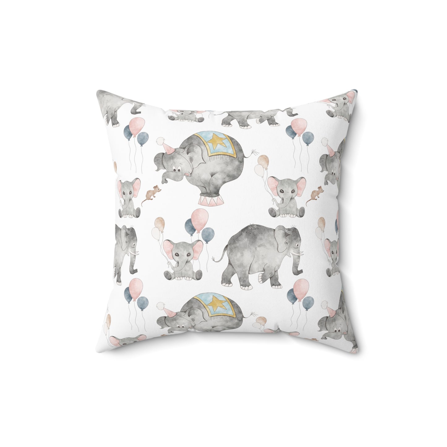 Spun Polyester Square Pillow with Removable Cover Watercolor Circus Animals