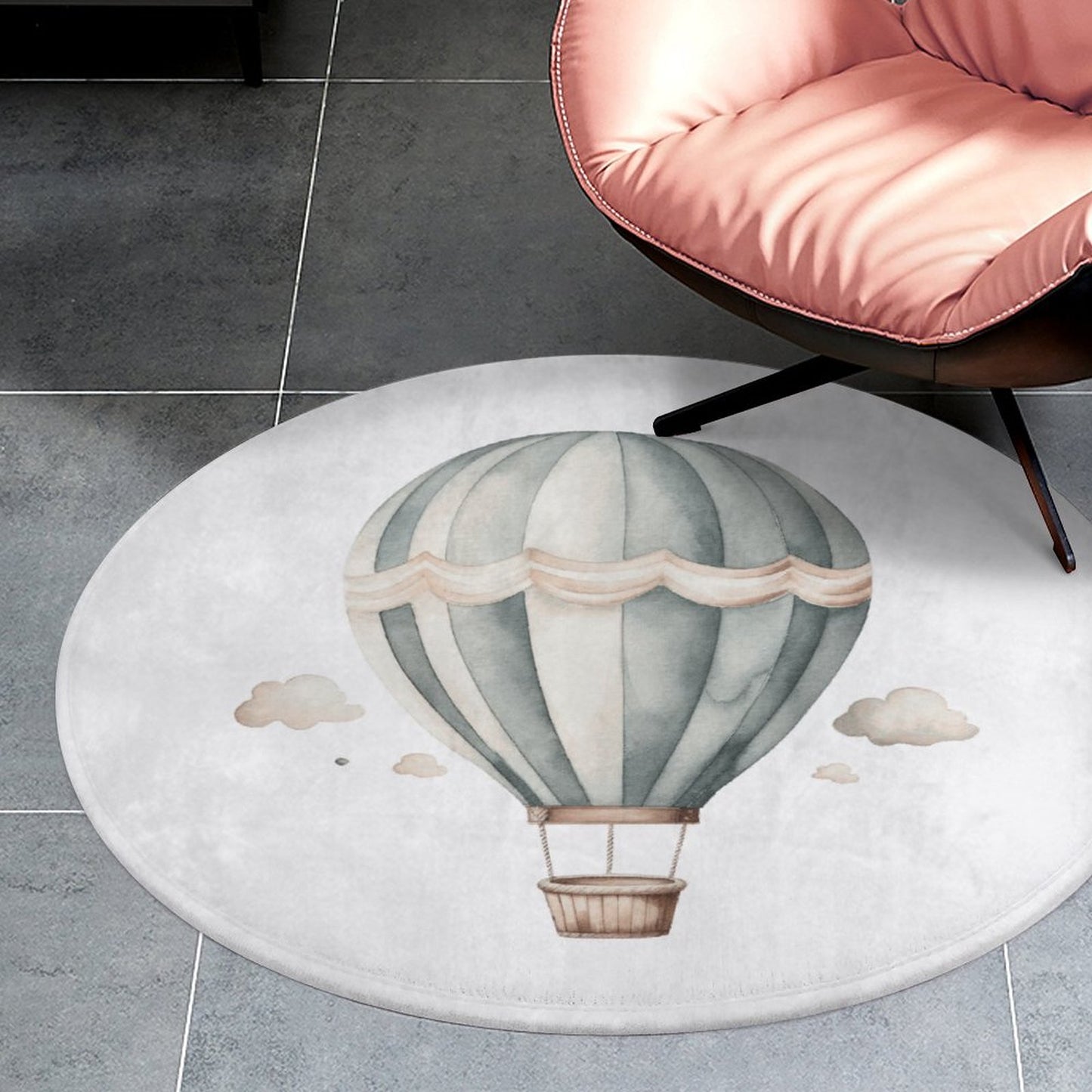 Round Bat Mat- Watercolor Hot Air Balloons