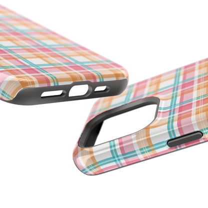 Impact-Resistant Phone Case - Summer Plaid Pink