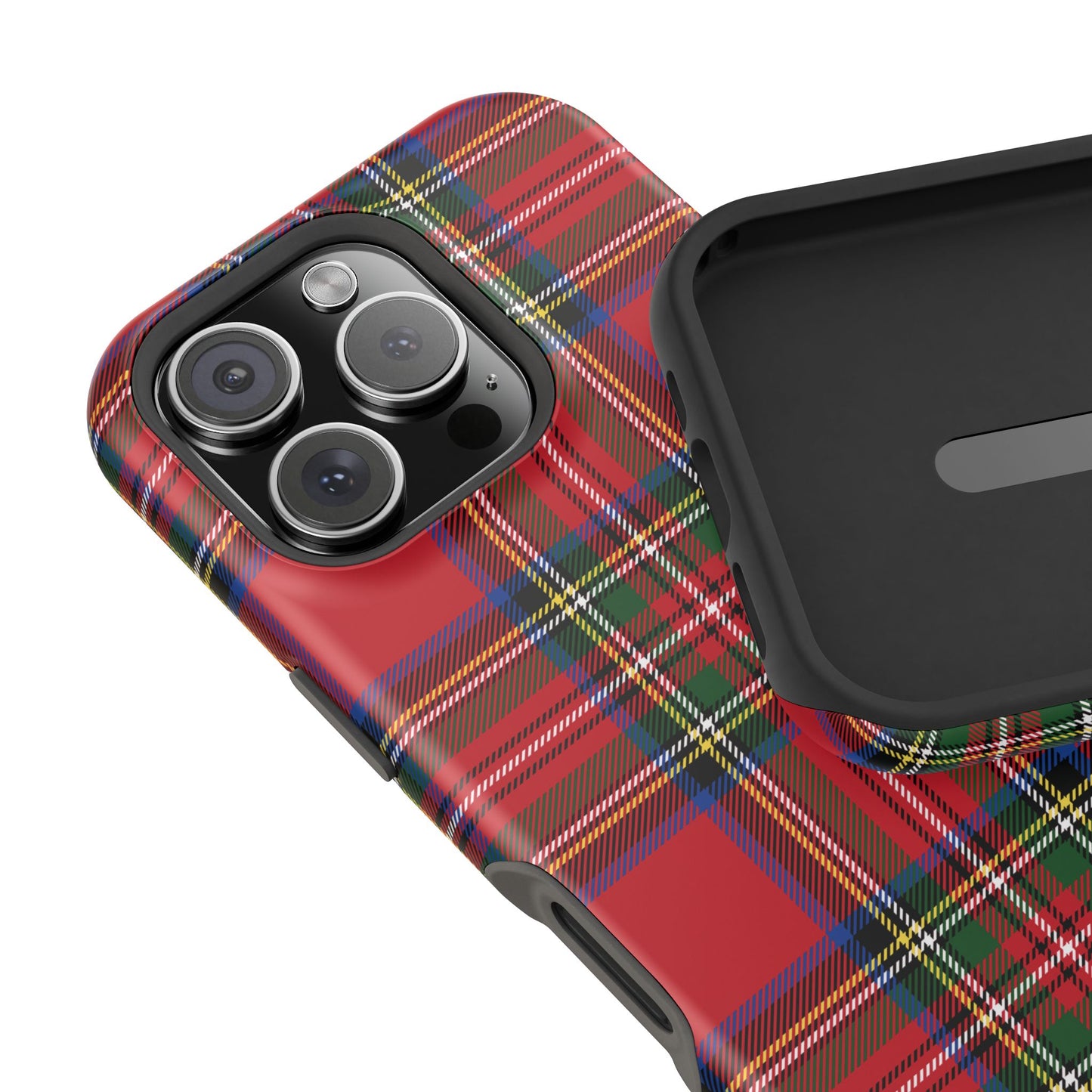 Impact-Resistant Phone Case-Holiday Tartan Plaid Red