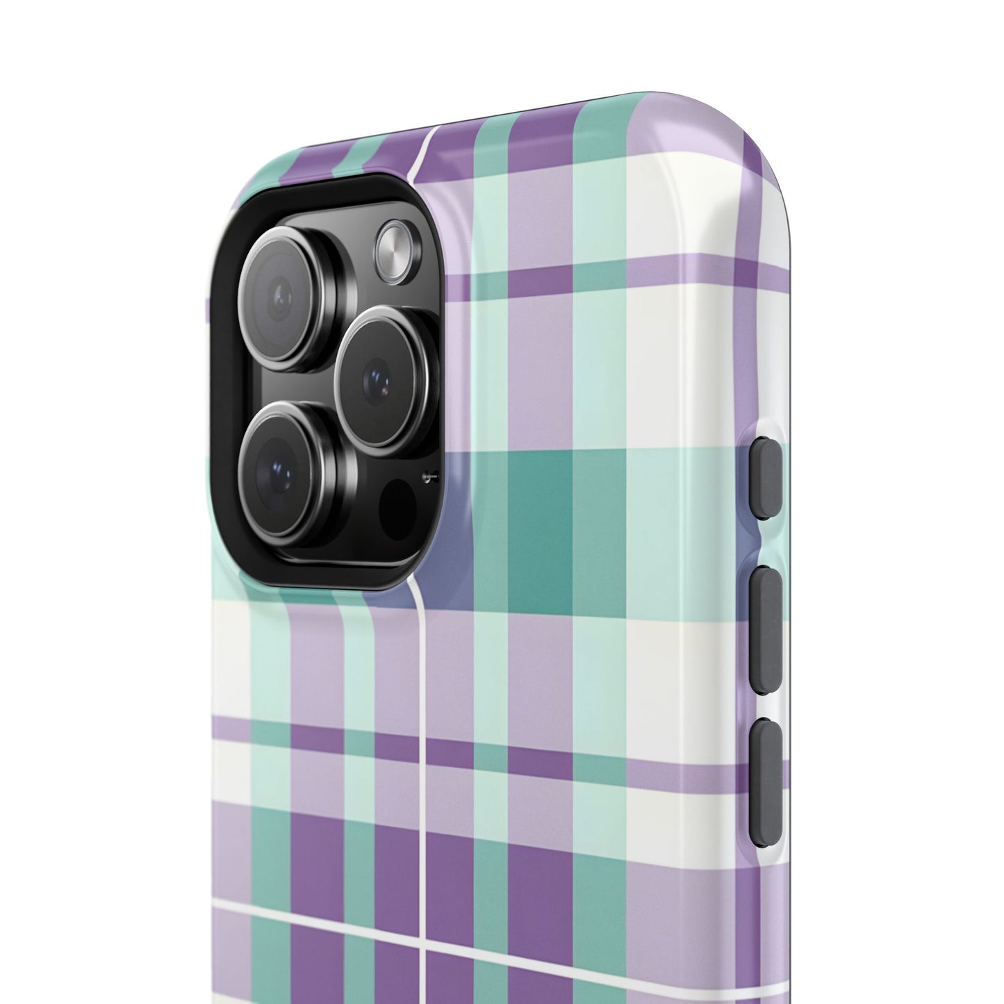 Impact-Resistant Phone Case - Spring Plaid Purple