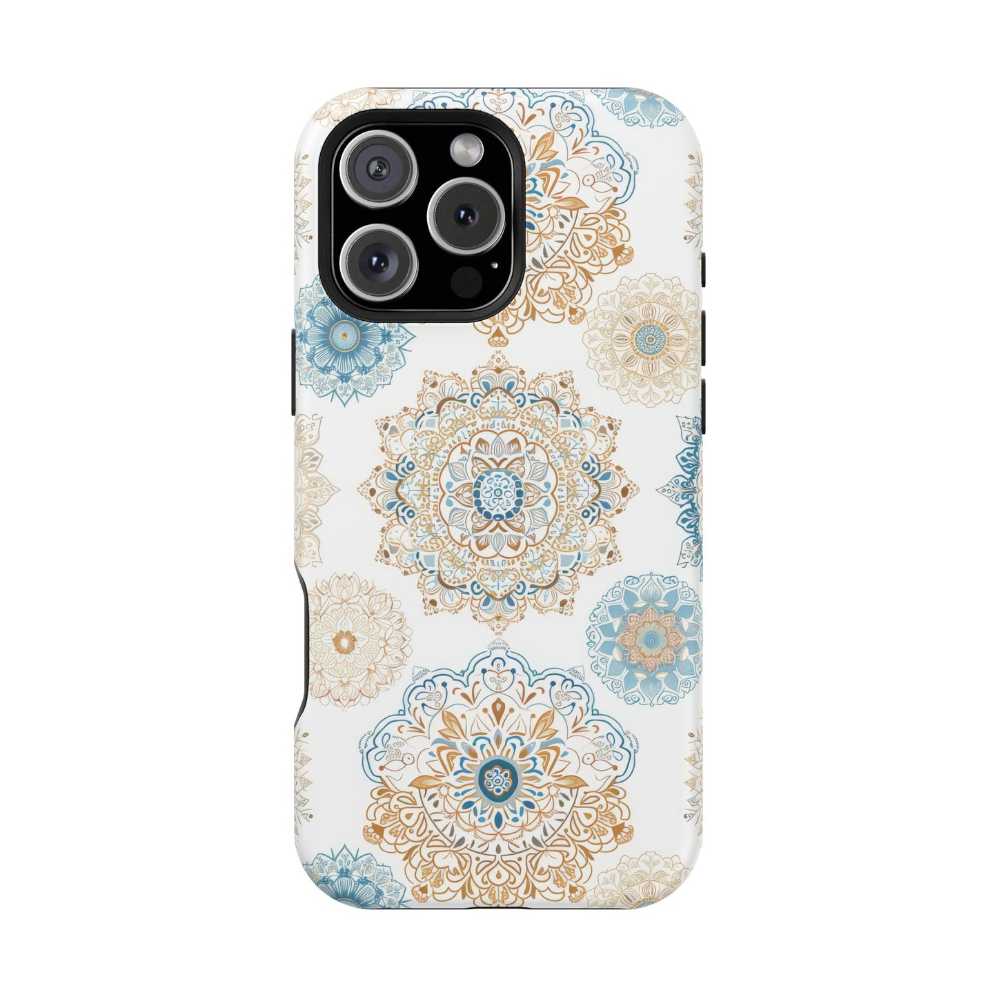 Impact-Resistant Cases, Blue Gold Boho Fun