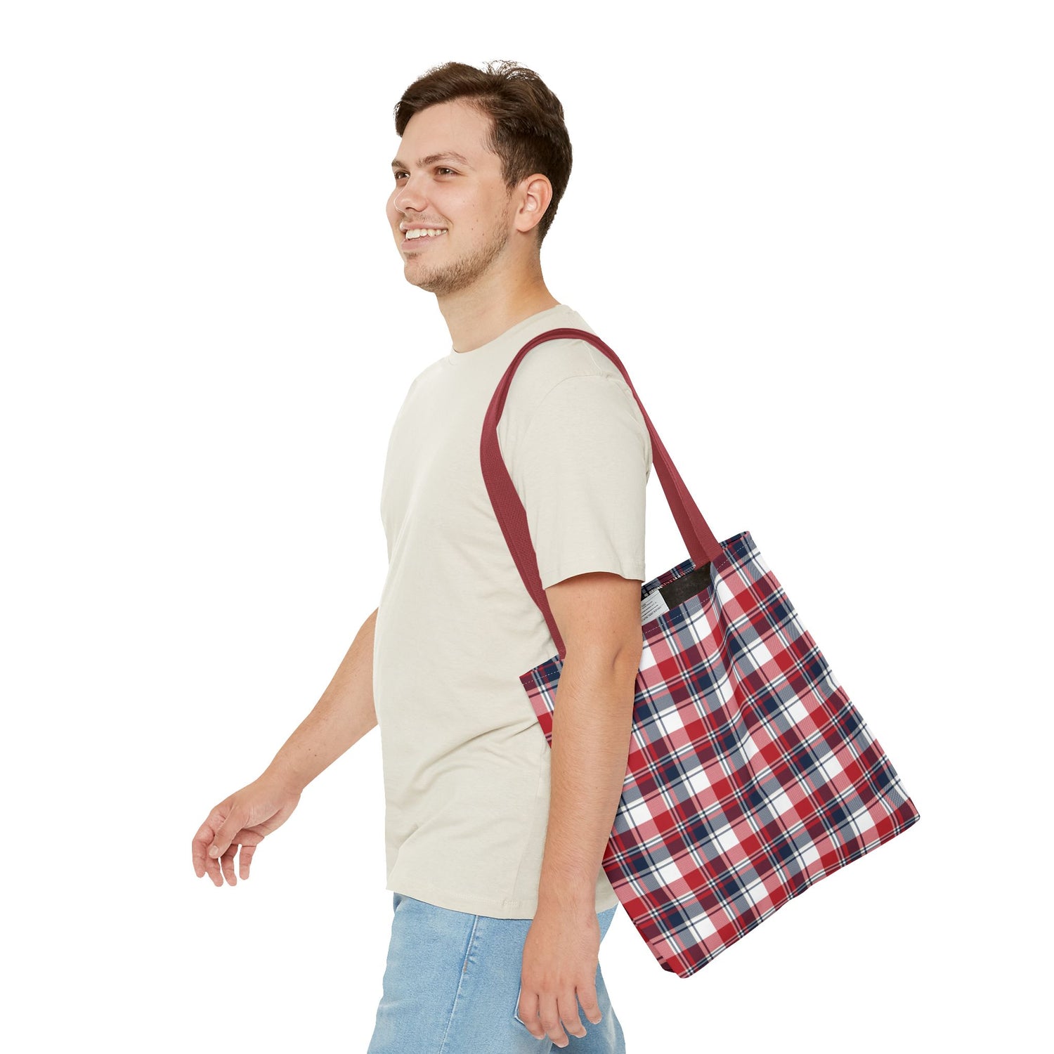 4th of July Plaid Tote Bag