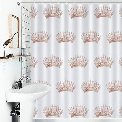 Lightweight Shower Curtain-Pink Princess Crowns