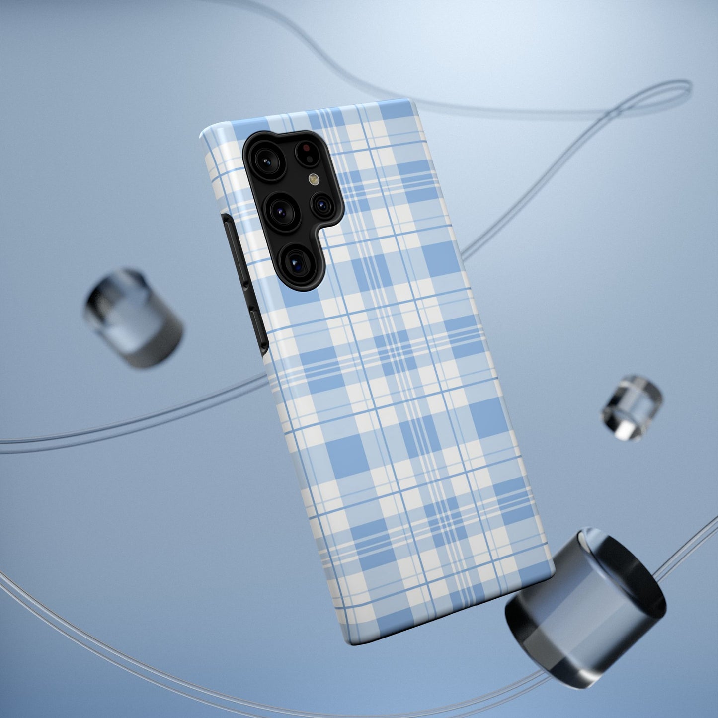 Impact-Resistant Phone Case - Easter Plaid Blue