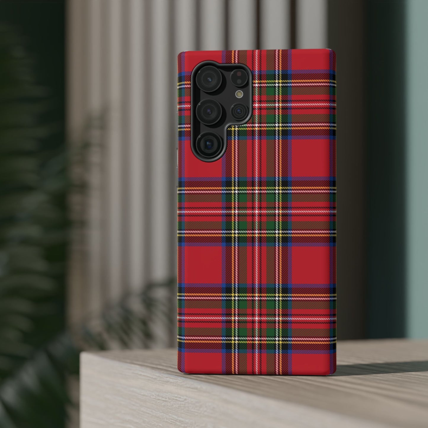 Impact-Resistant Phone Case-Holiday Tartan Plaid Red