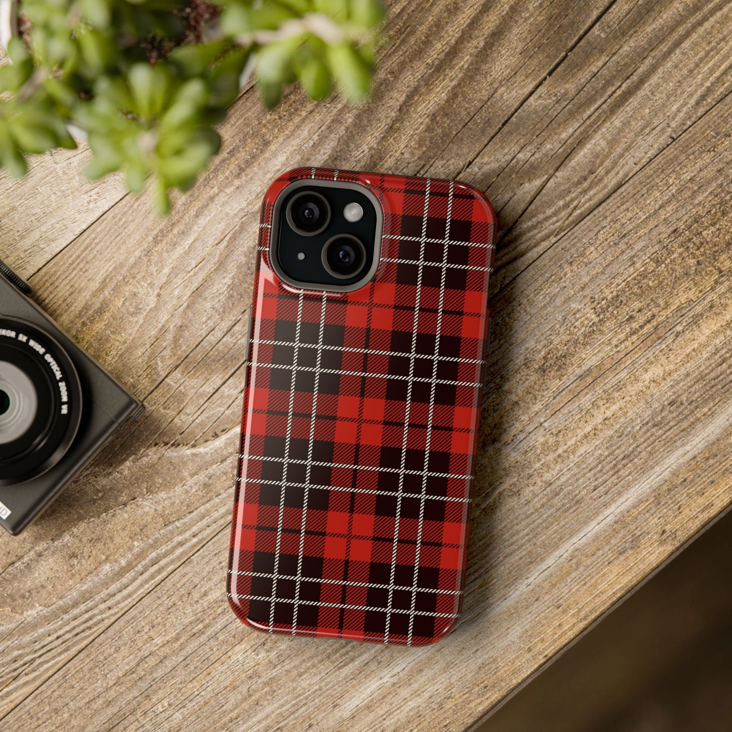 Impact-Resistant Phone Case- Christmas Tartan Plaid Red