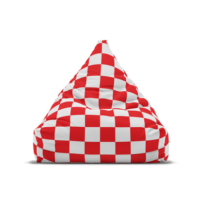 Red and White Checkerboard Bean Bag Chair Cover