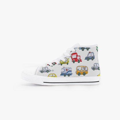 Boys Car Fun 2 Kid’s High-Top Canvas Shoes