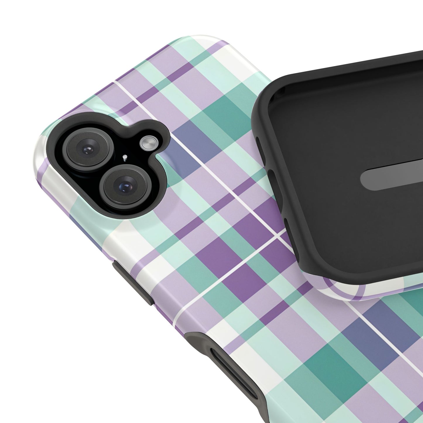 Impact-Resistant Phone Case - Spring Plaid Purple