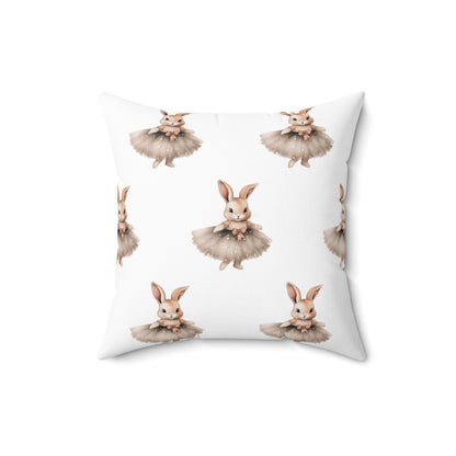 Spun Polyester Square Pillow with Removable Cover Watercolor Ballerina Bunnies