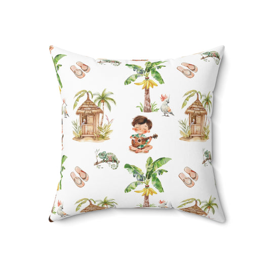 Spun Polyester Square Pillow Watercolor Aloha Print