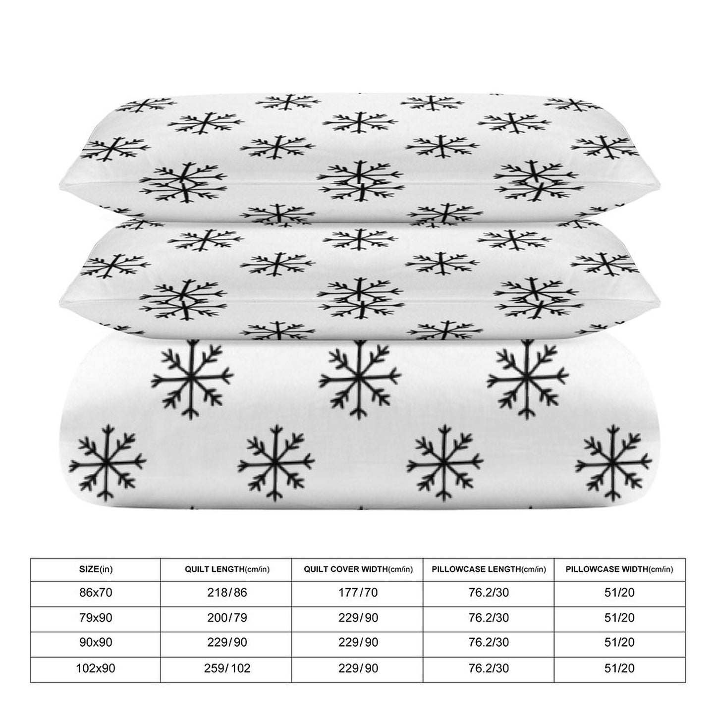 Minimalist Snowflakes 3-Piece Bedding Set-102"x90" King Reversible Seasonal Duvet Cover Set