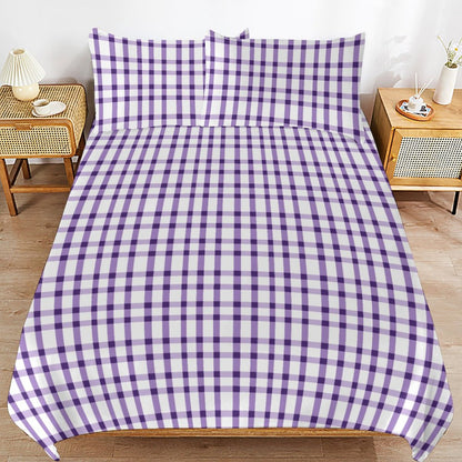 3-Piece Duvet Set-90"x90" Full/Queen Tiger Purple Plaid