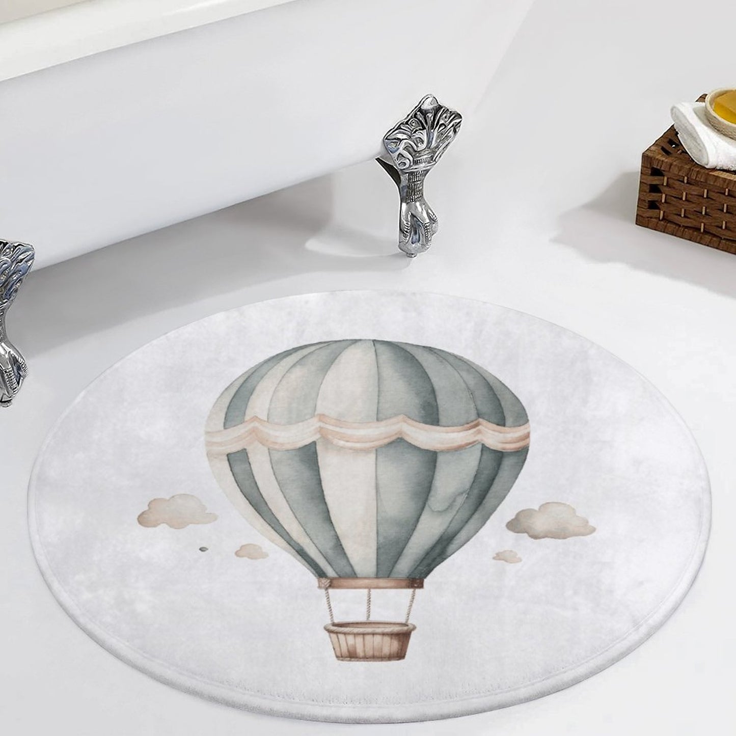 Round Bat Mat- Watercolor Hot Air Balloons