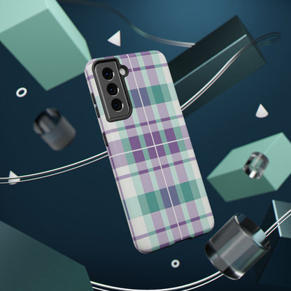 Impact-Resistant Phone Case - Spring Plaid Purple