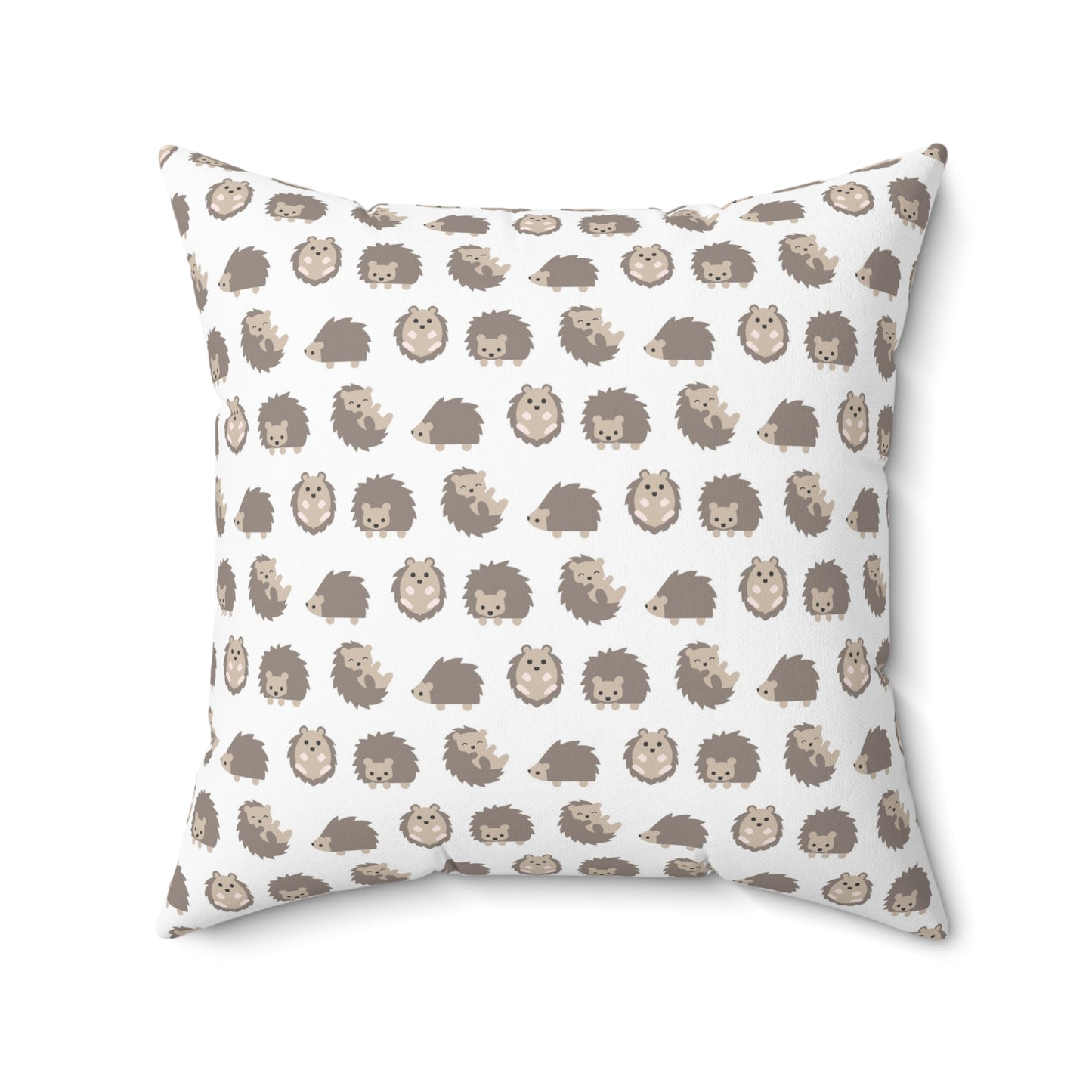 Spun Polyester Square Pillow with Removable Cover Hedgehog Playdate Neutral Chevron