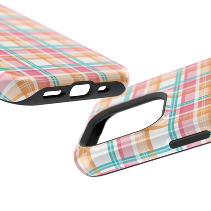 Impact-Resistant Phone Case - Summer Plaid Pink