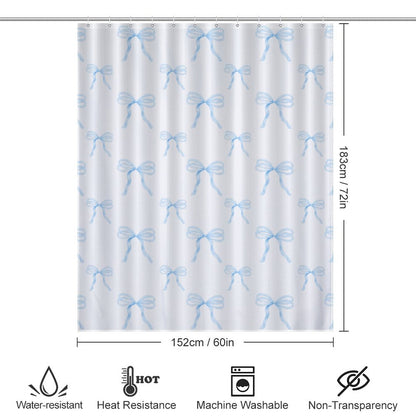 Lightweight Shower Curtain- Watercolor Coquette Blue Bows