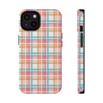 Impact-Resistant Phone Case - Summer Plaid Pink