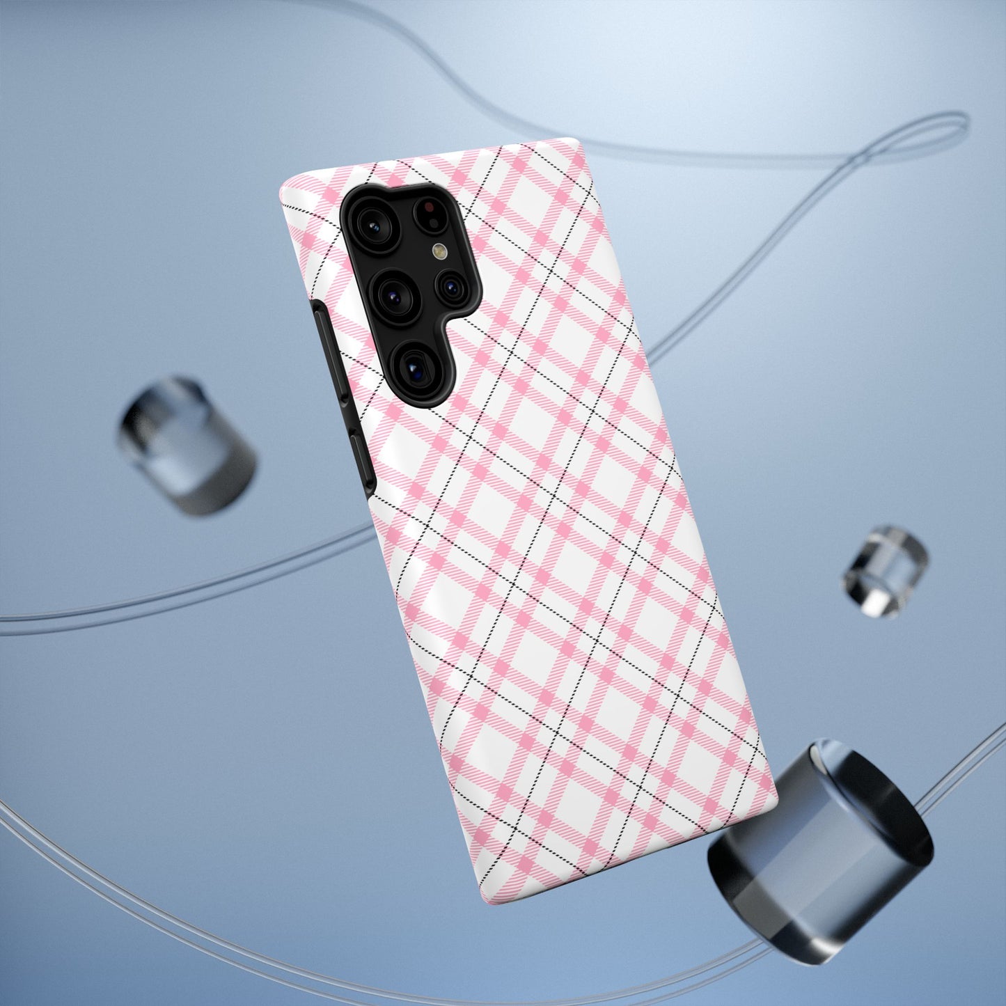 Impact-Resistant Phone Case - Pink Black Plaid