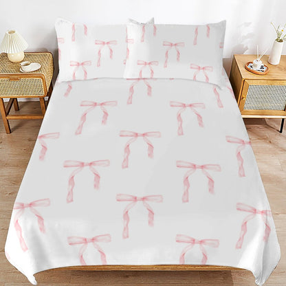 Watercolor Coquette Pink 3-Piece Bedding Set-86"×70" Twin Reversible Duvet Cover Set