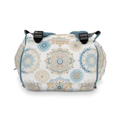 Multifunctional Backpack Diaper Bag- Boho Blue Gold