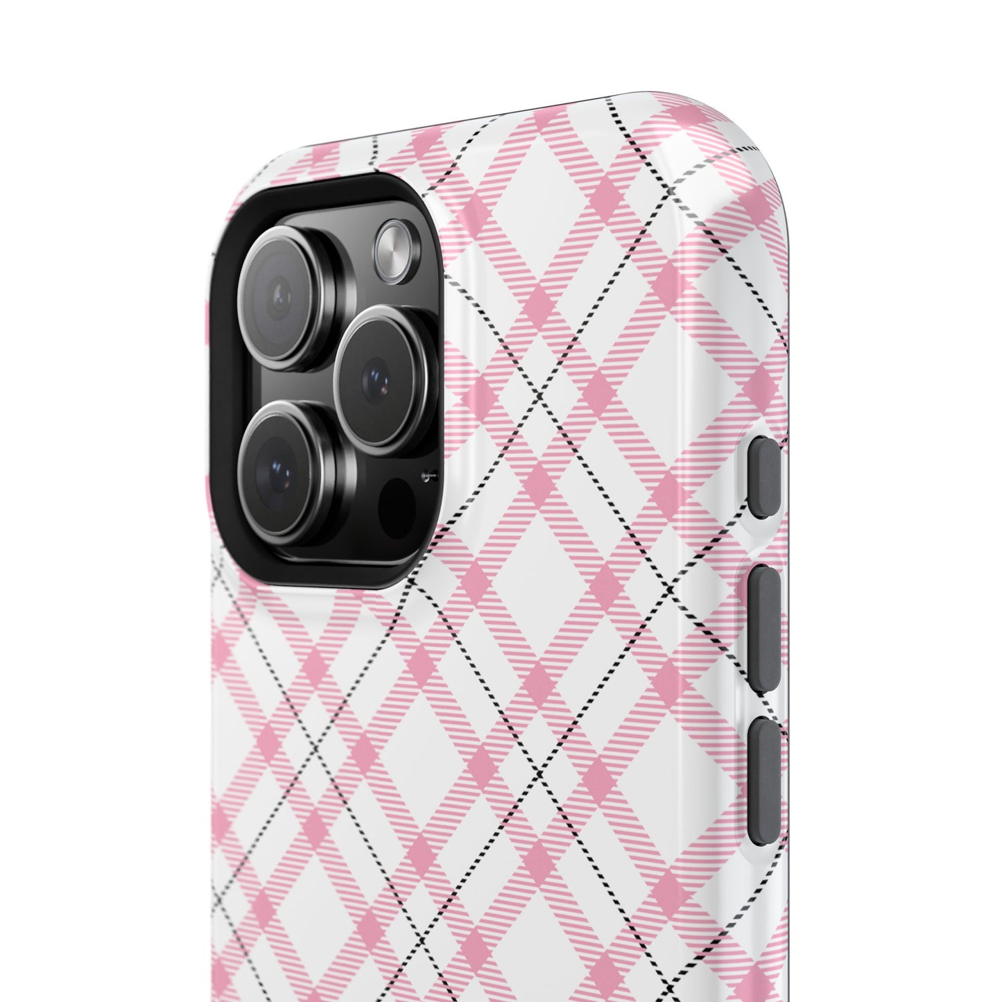 Impact-Resistant Phone Case - Pink Black Plaid