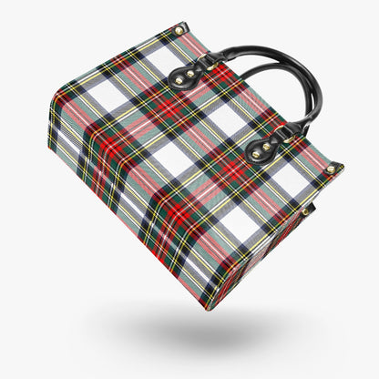 Structured Handbag- Holiday White Tartan Plaid