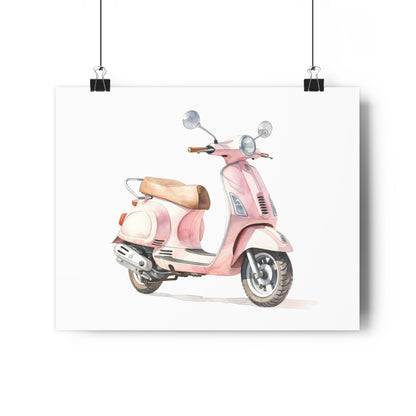 Giclée Art Print Watercolor Pink Paris Scooter