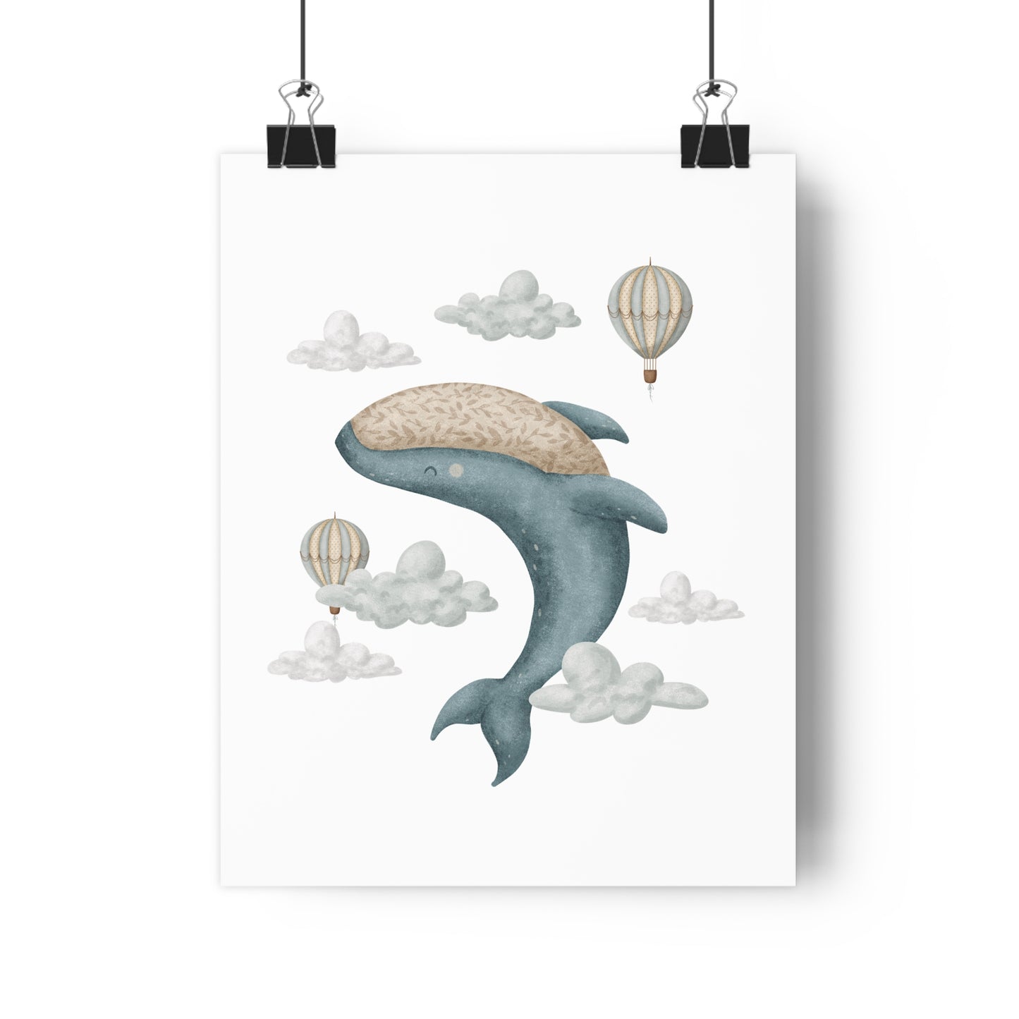 Giclée Art Print Memories of Dreams Whale Hot Air Balloons