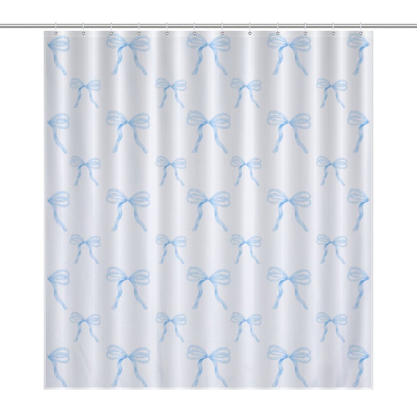 Lightweight Shower Curtain- Watercolor Coquette Blue Bows