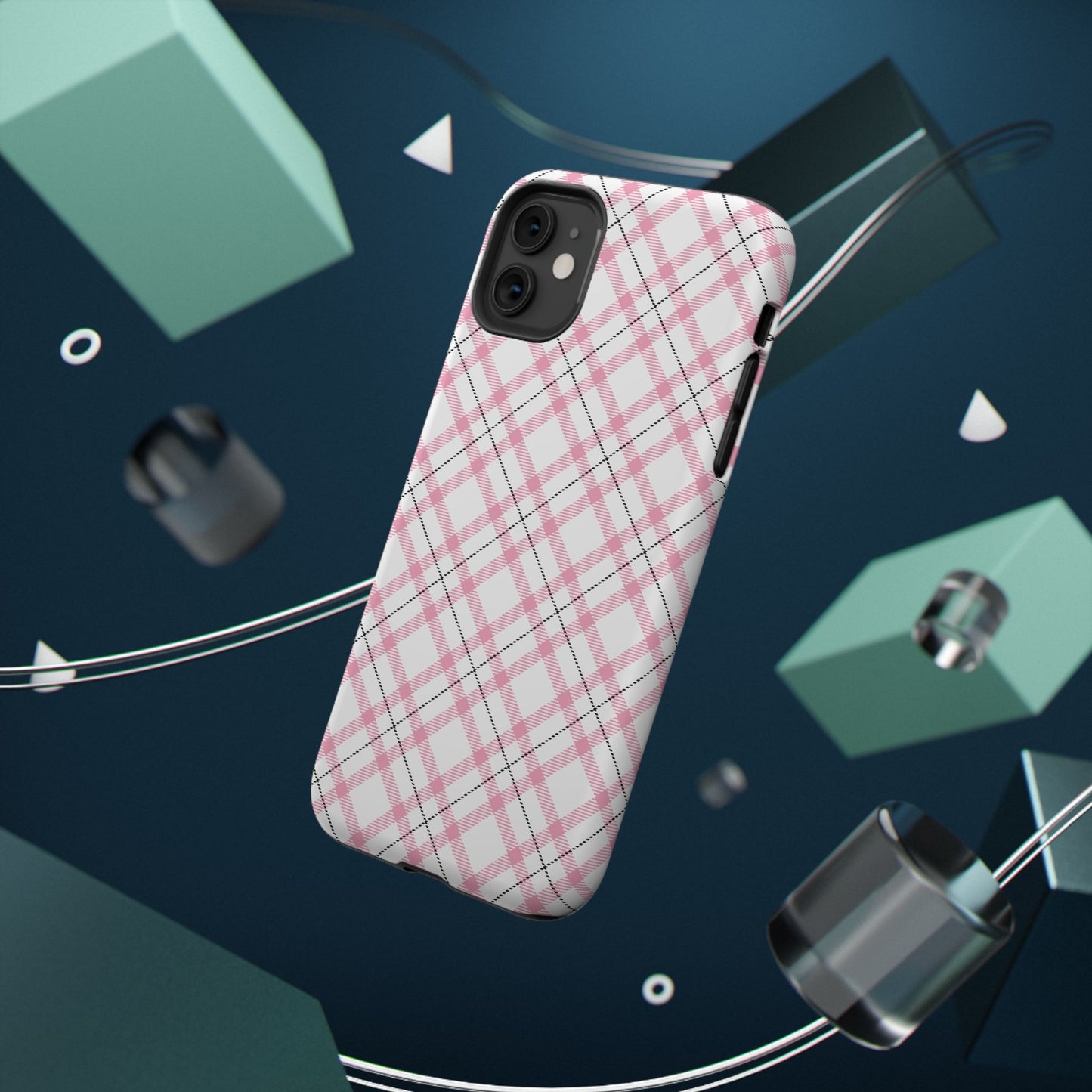 Impact-Resistant Phone Case - Pink Black Plaid