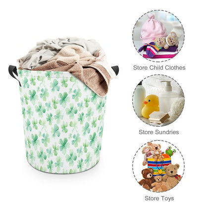 Collapsible Laundry Hamper- Watercolor Clovers