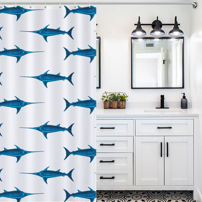 Lightweight Shower Curtain-Preppy Swordfish