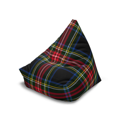 Christmas Tartan Plaid Black Bean Bag Chair Cover