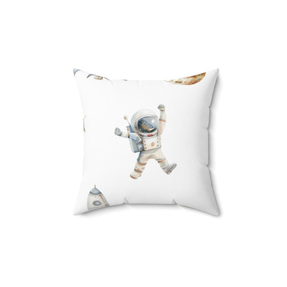 Spun Polyester Square Pillow with Removable Cover Watercolor Astronauts Multi