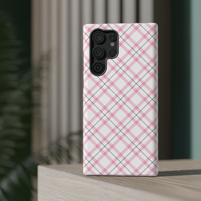 Impact-Resistant Phone Case - Pink Black Plaid