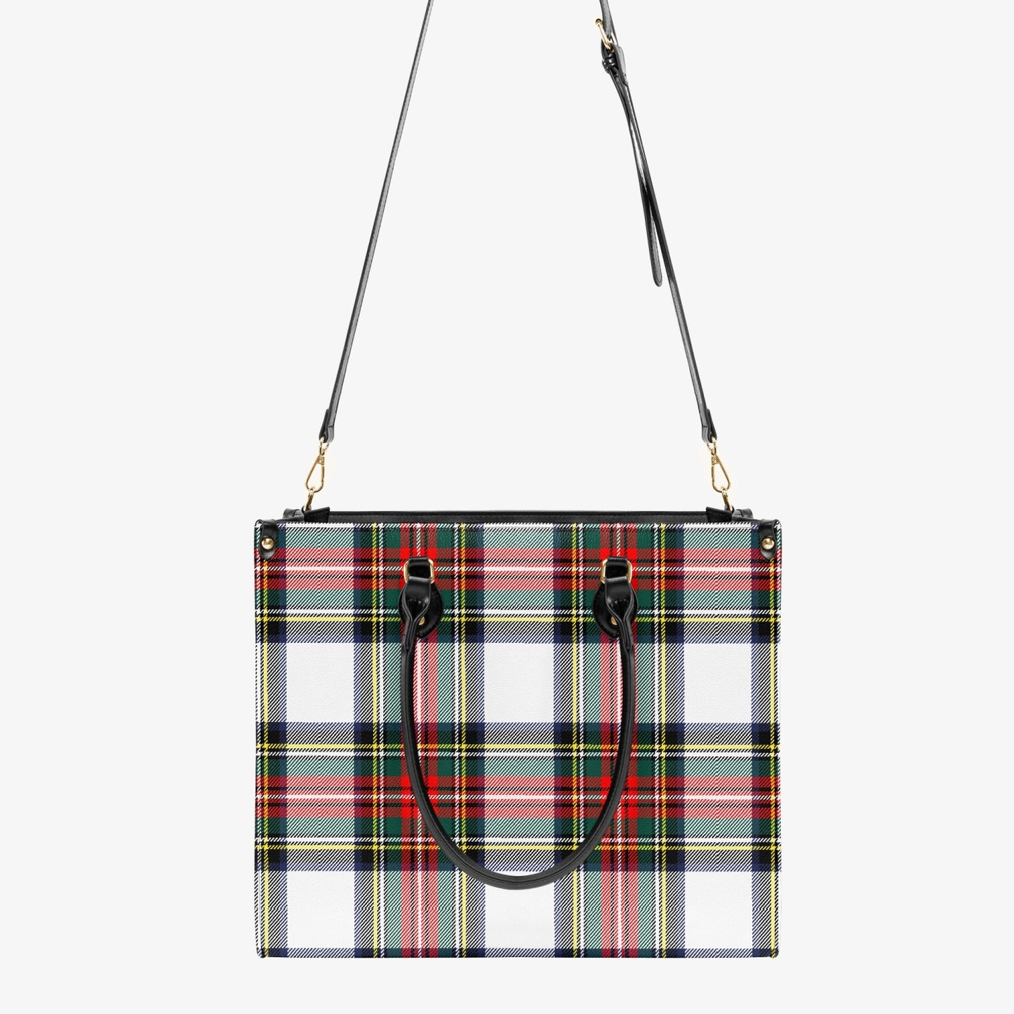 Structured Handbag- Holiday White Tartan Plaid