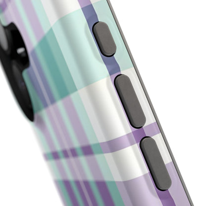 Impact-Resistant Phone Case - Spring Plaid Purple