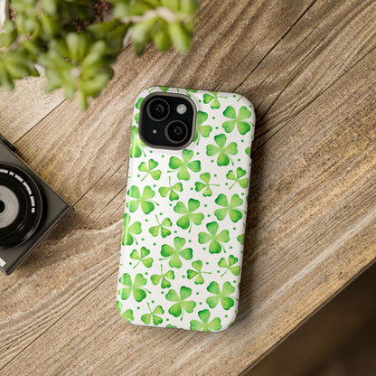 Impact-Resistant Phone Case- Watercolor Clovers