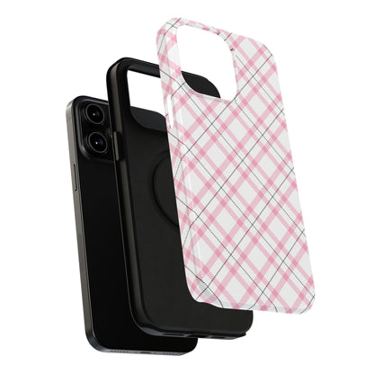 Impact-Resistant Phone Case - Pink Black Plaid