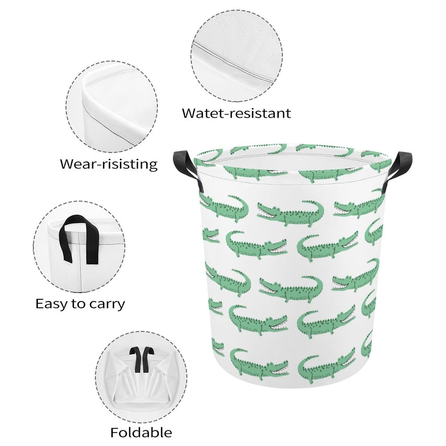 Collapsible Laundry Hamper- Preppy Crocodile