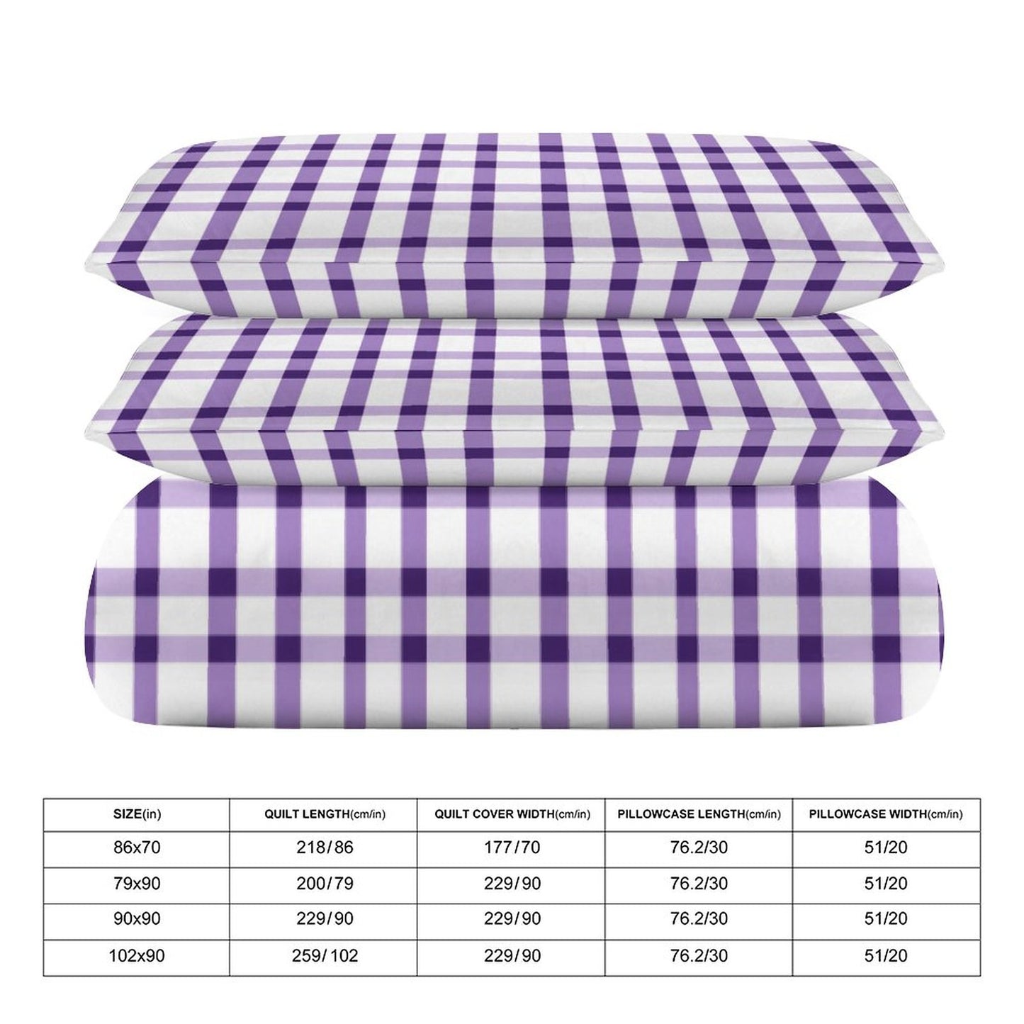 3-Piece Duvet Set-90"x90" Full/Queen Tiger Purple Plaid